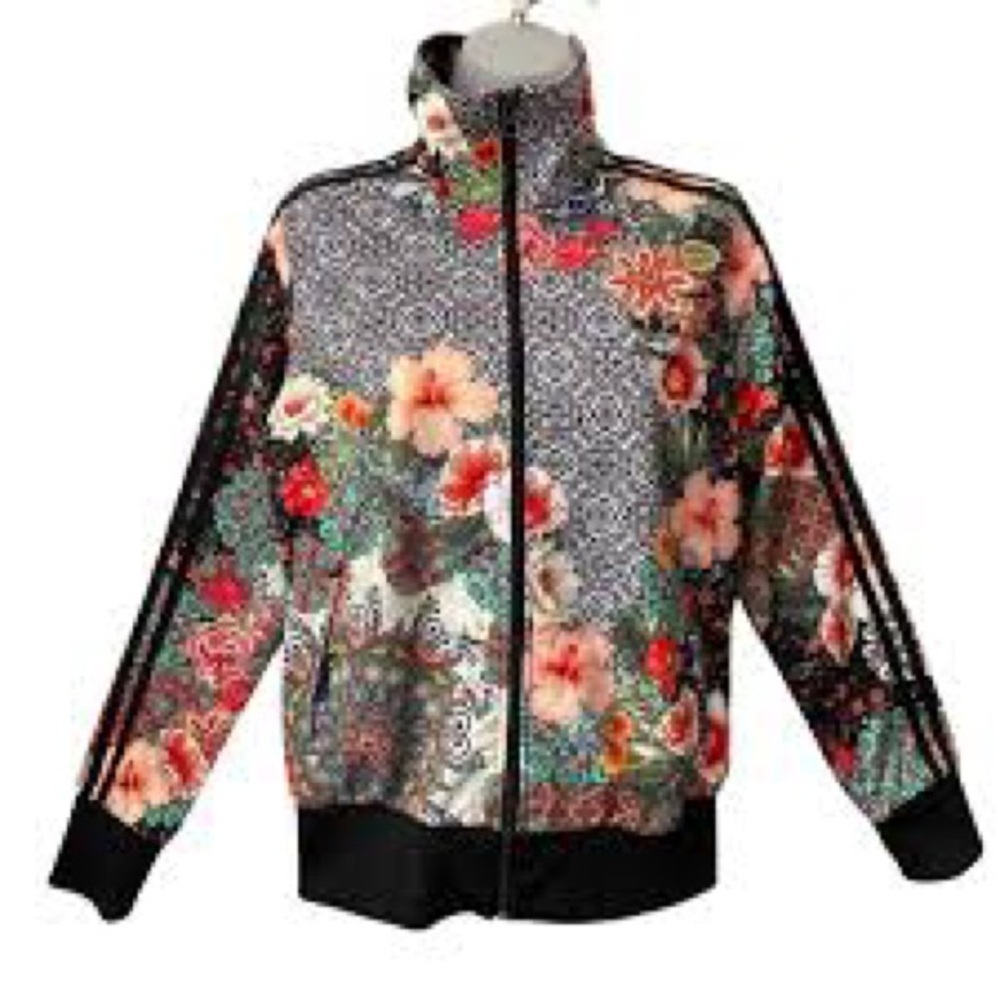 Adidas Originals Jardim Agharta Farm Firebird Floral Track Jacket Black Sz S - Picture 6 of 11